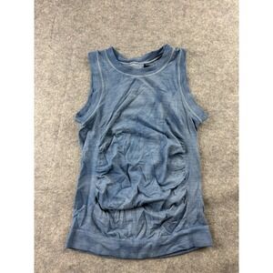 Athleta Foresthill Wool Blend Tank Top Blue Dyed Ruched Belly Shirt Women's S Gr